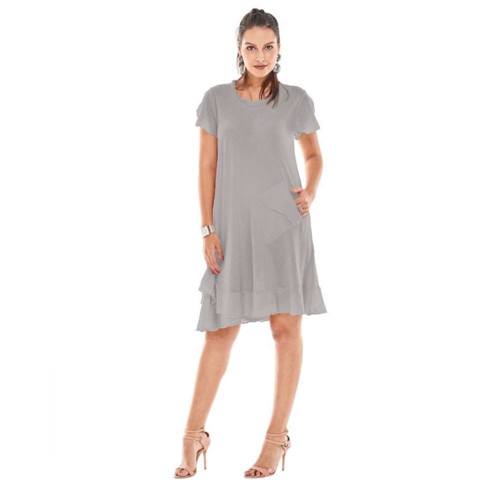 Oh My Gauze LA Size 1 (S/M) Grey And Black Marble Wash Dress Cotton  Gauze